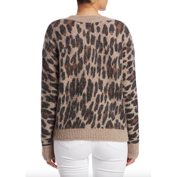 Rails Crewneck Lana Leopard Print Sweater Size X-Small Boho Animal Cozy Neutral - Picture 2 of 9